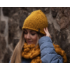 Ocher, super chunky hand knitted women hat