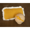 Kétrészes mustár sárga szett: pozícionáló párna és újszülött fejpánt