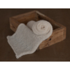 Ivory mohair knitted Wrap 150cm (59 in) or set with the matching newborn Bonnet
