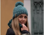 Hand knitted  chunky knit women pom-pom hat