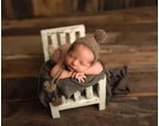 Brown Pom Pom Newborn Bonnet