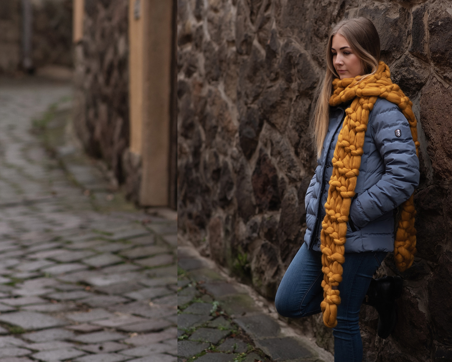 Saffron Giant Knitted Extra Long, Oversized Scarf
