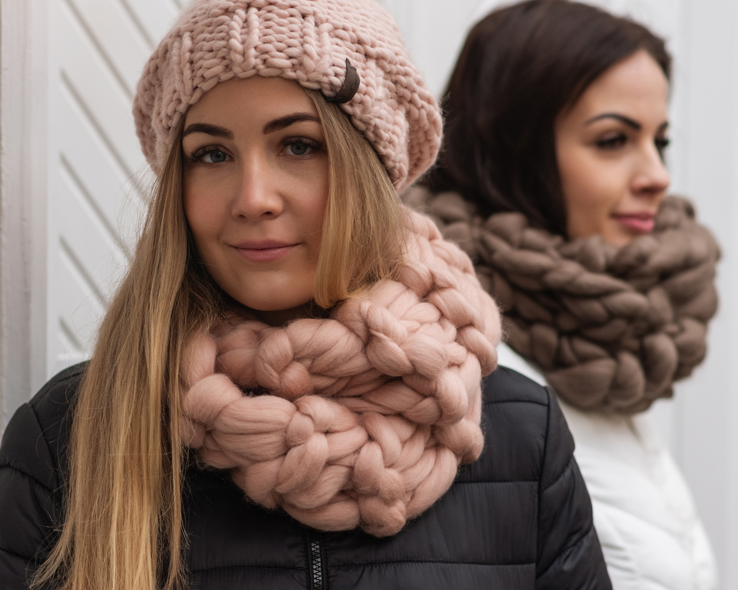 Pink Blush Chunky Knitted Infinity Scarf