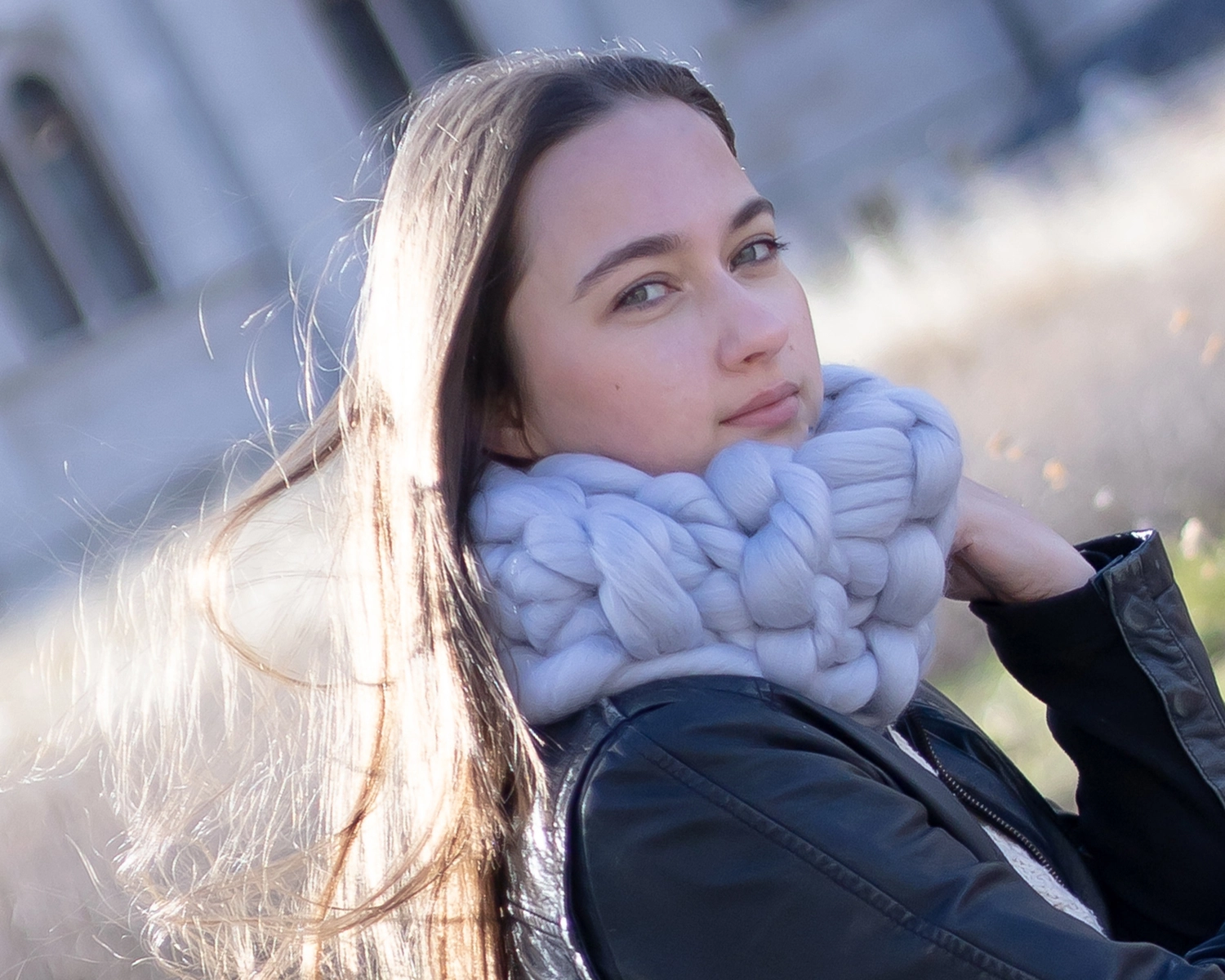Chunky Knitted Infinity Scarf