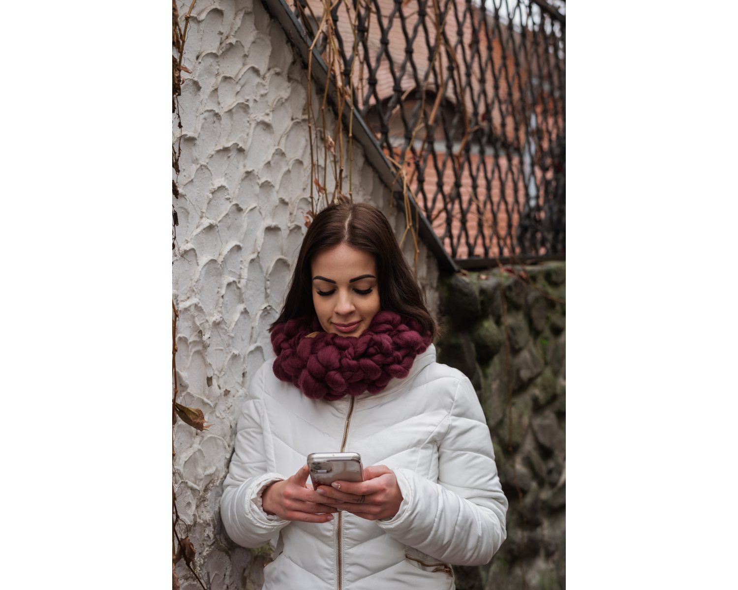 Berry Chunky Knitted Infinity Scarf