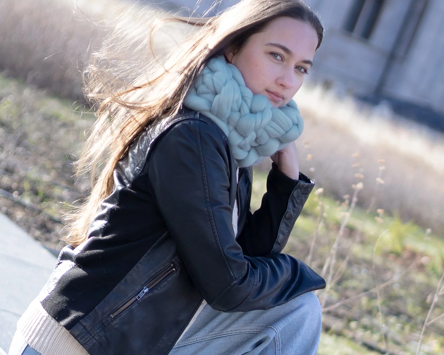 Extra vastag női gyapjú körsál / csősál