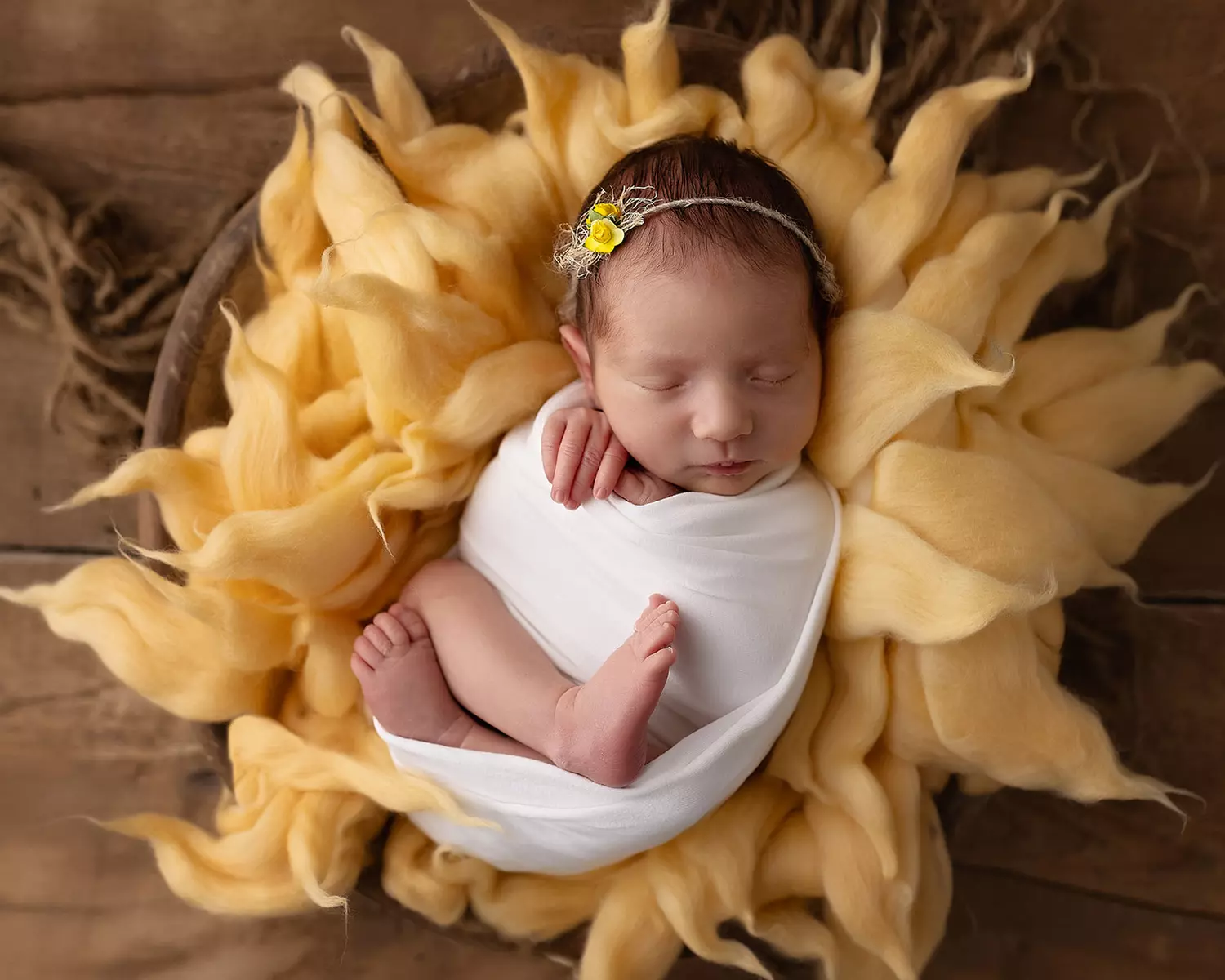 Floral Newborn Headband, Yellow