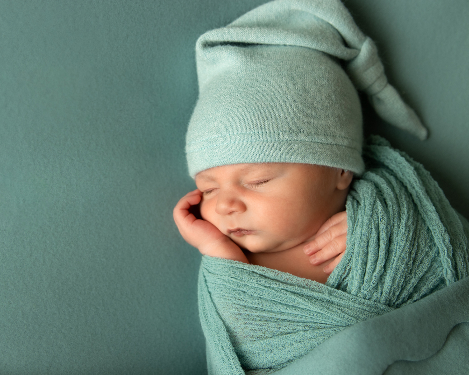 Light mint newborn sleepy hat