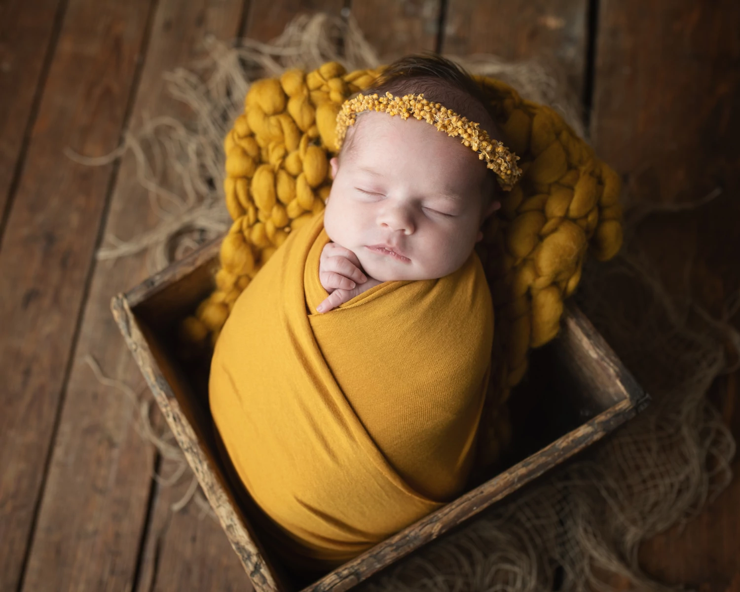 Mustár sárga elasztikus wrap újszülött fotózáshoz