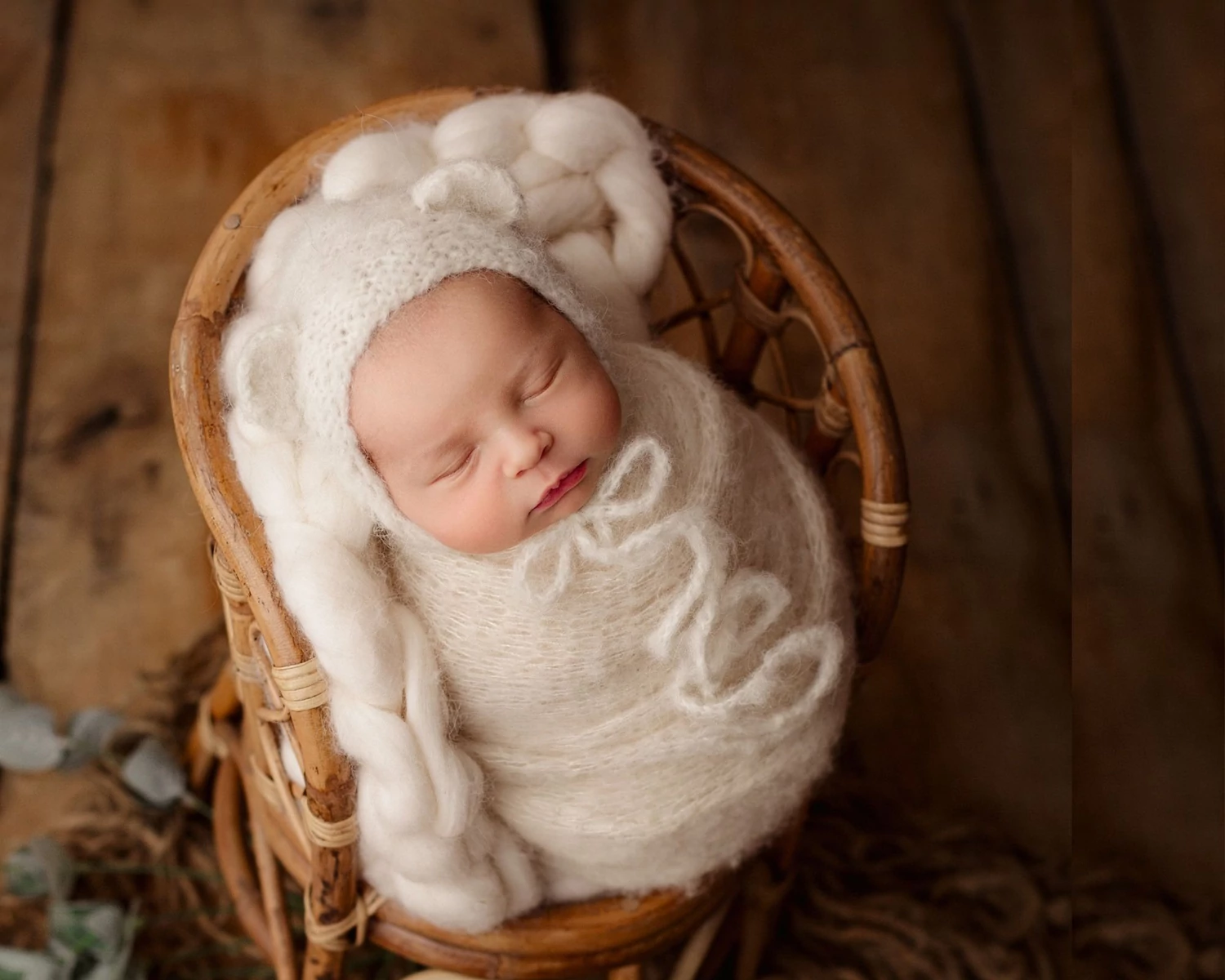 Törtfehér mohair maci sapka