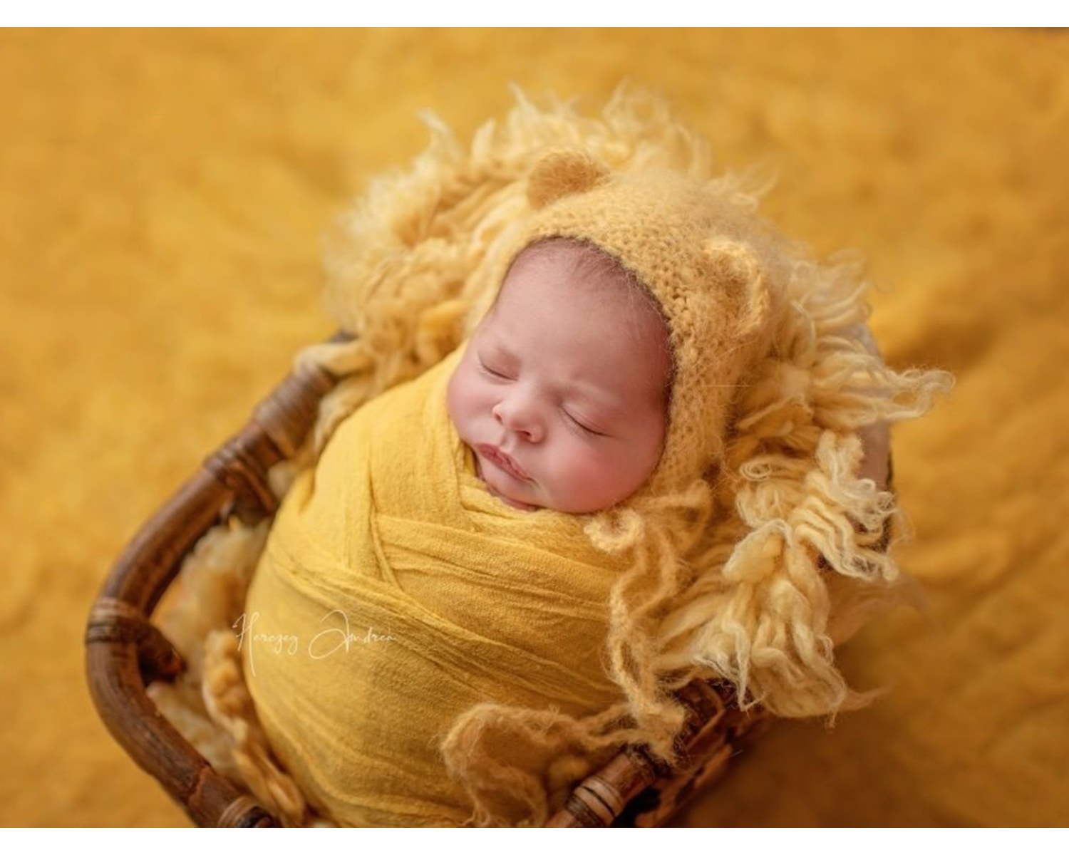 Yellow Mohair Bear Bonnet