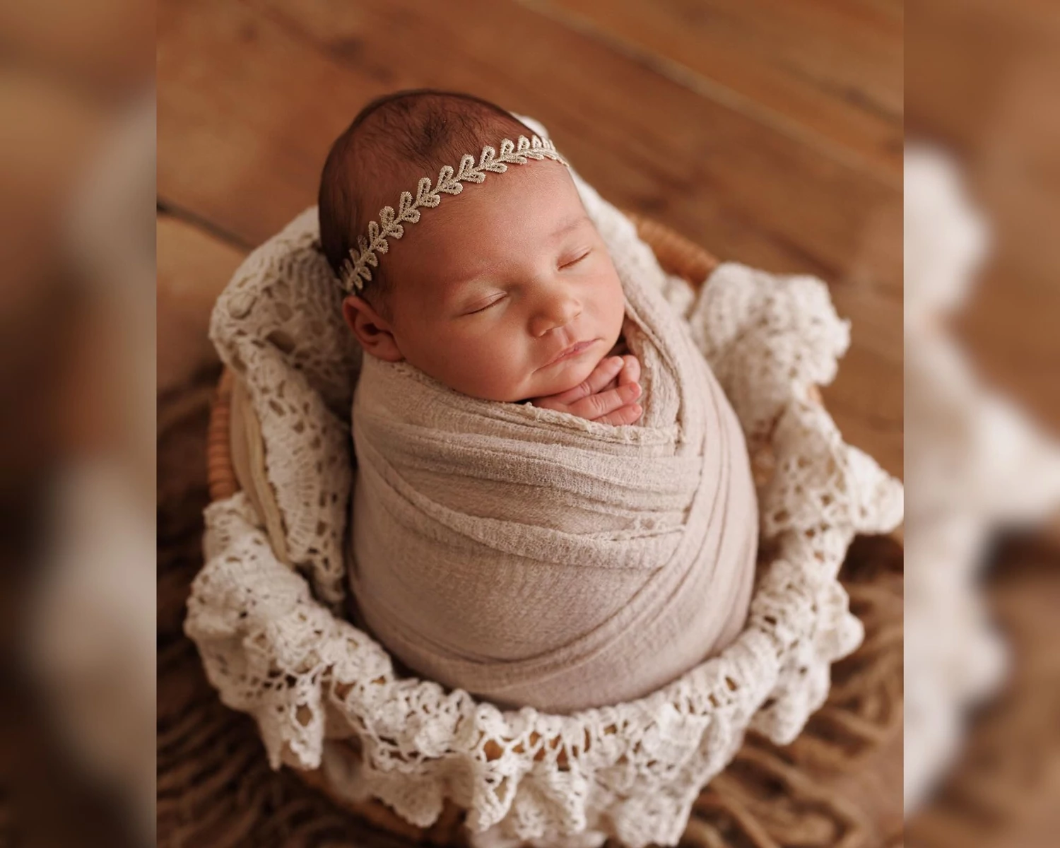 Rózsa leveles fejpánt - újszülött méret