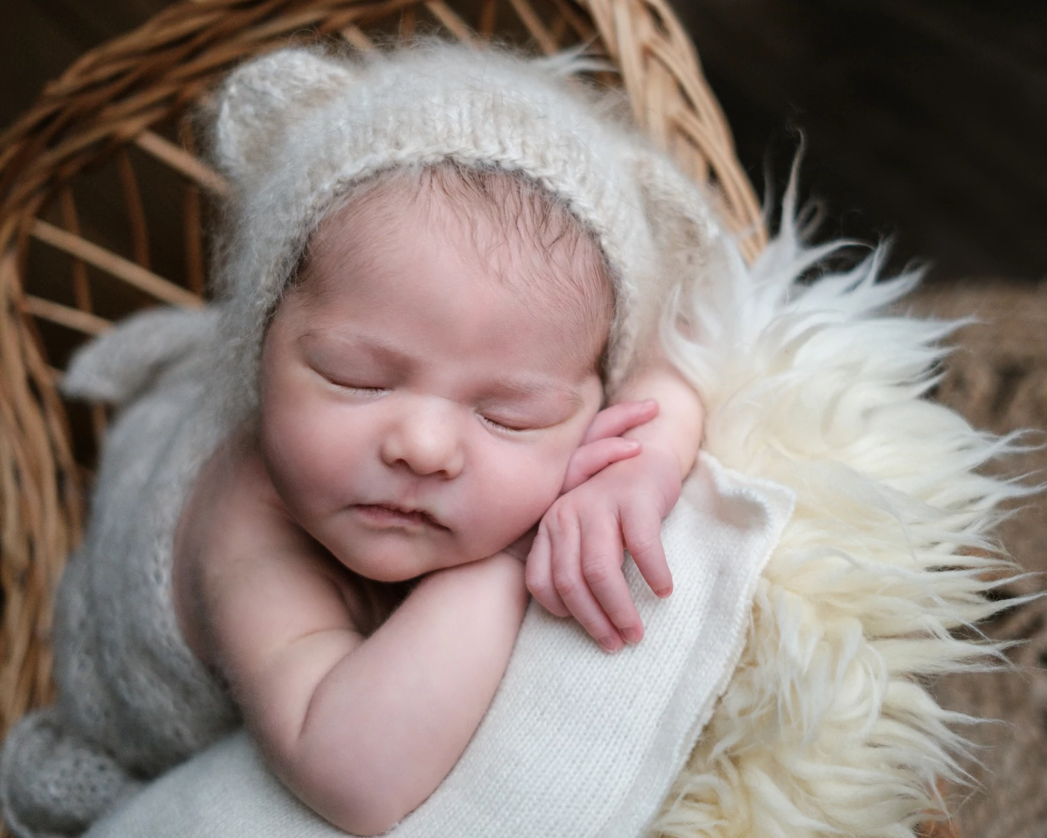 Beige Angora Teddy Bonnet