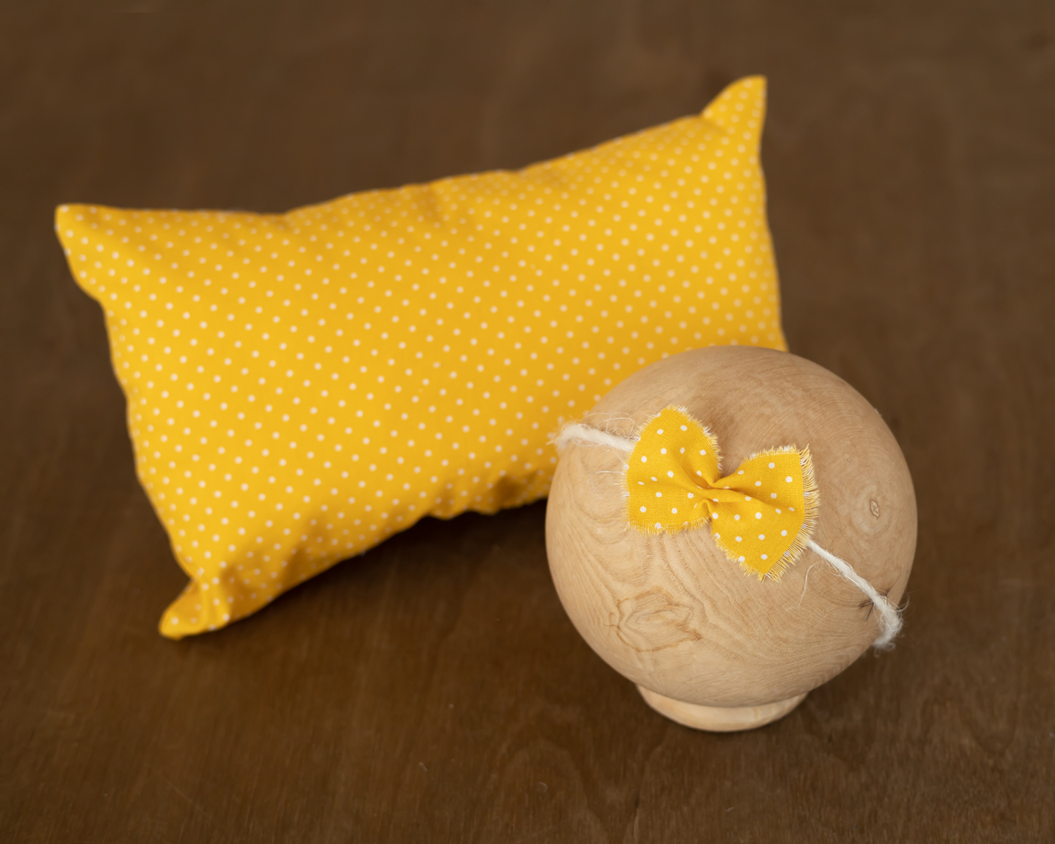Polka Dot Yellow Set: Pillow and Headband