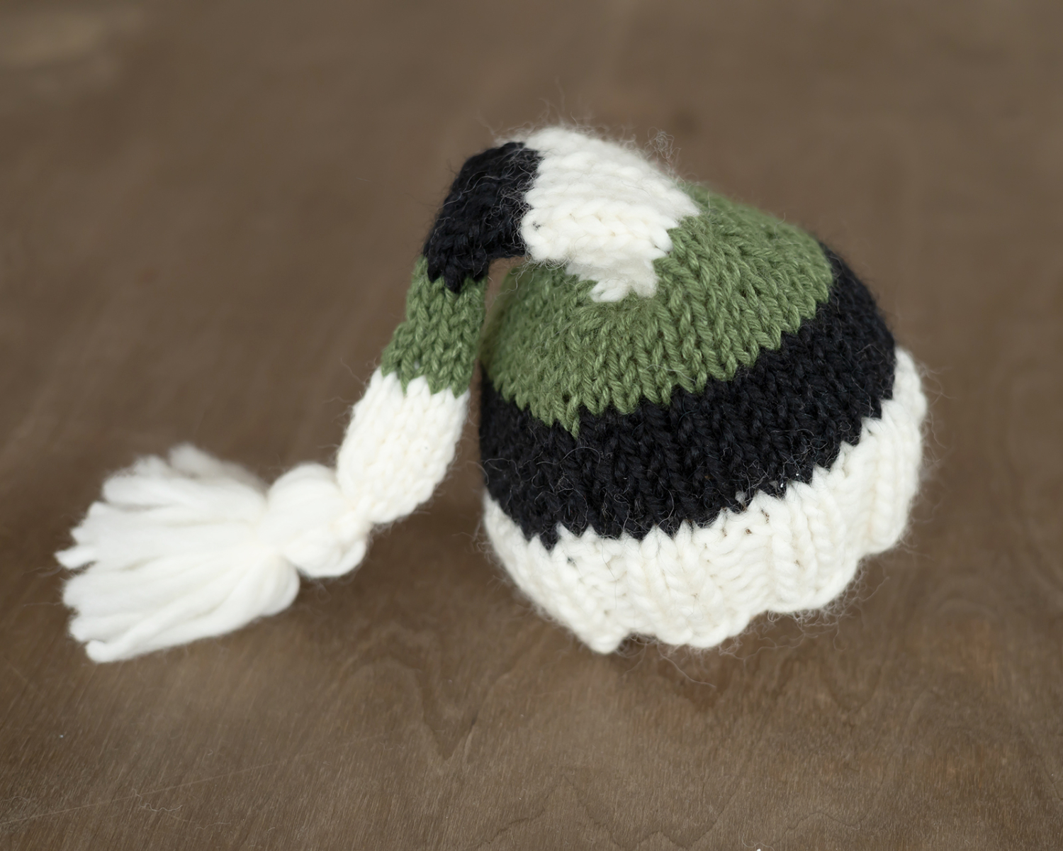 Green  - White Striped Newborn Elf Hat