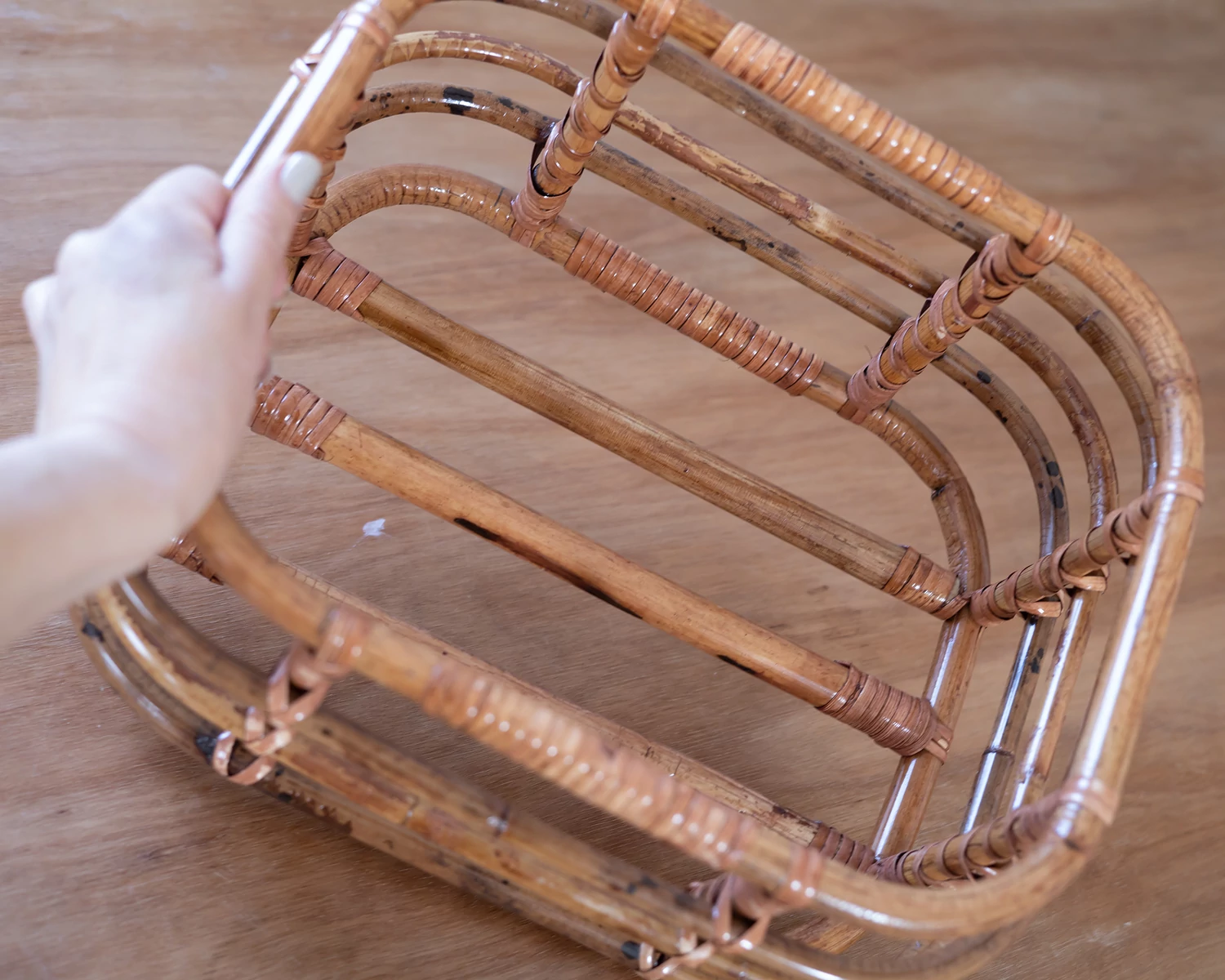 Rattan kosár újszülött fotózáshoz - meleg barna