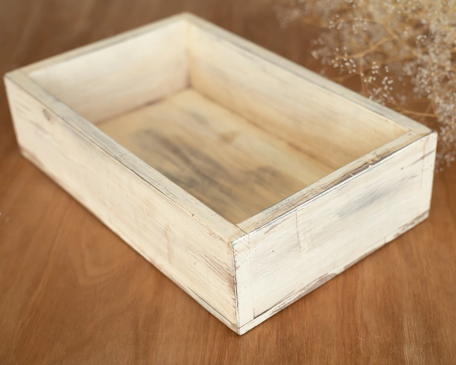 Antikolt bézs színű rekesz / fiók / doboz újszülött fotózáshoz