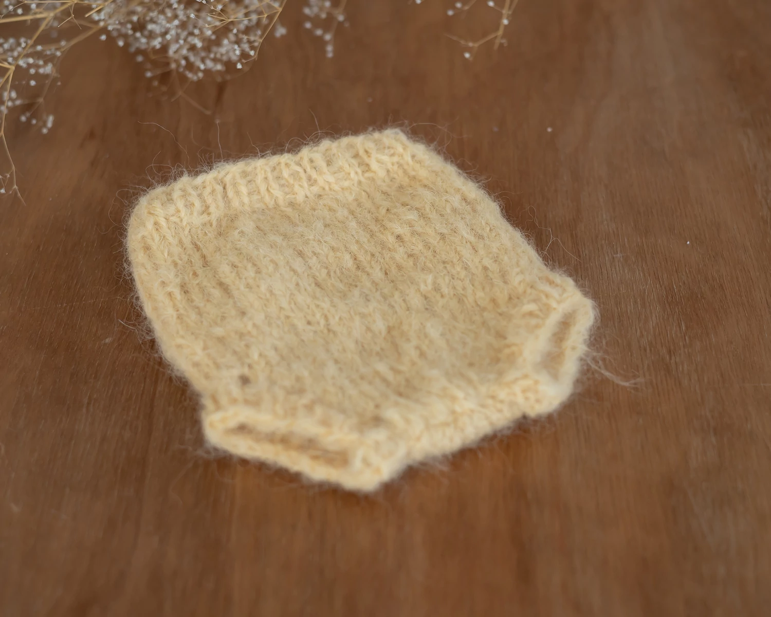 Sárga mohair újszülött kötött bugyi - pelenkatakaró