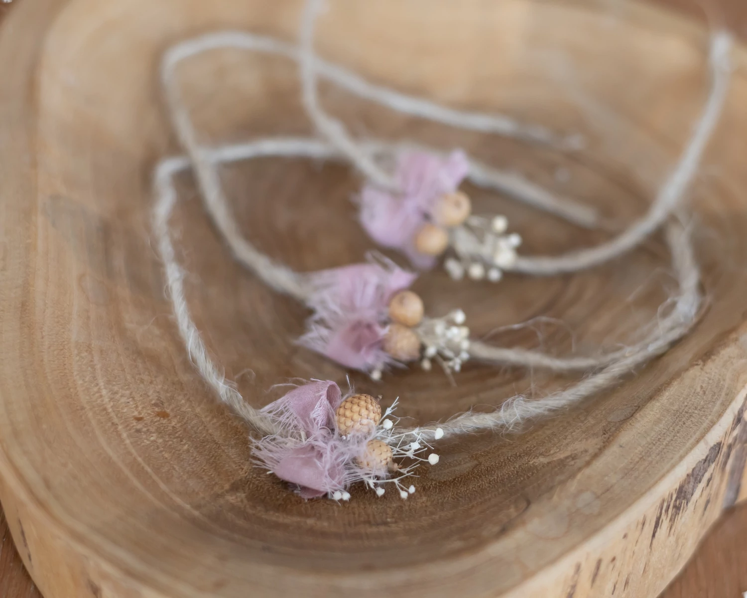 Antik mályva, selyem masnis, rusztikus újszülött fejpánt