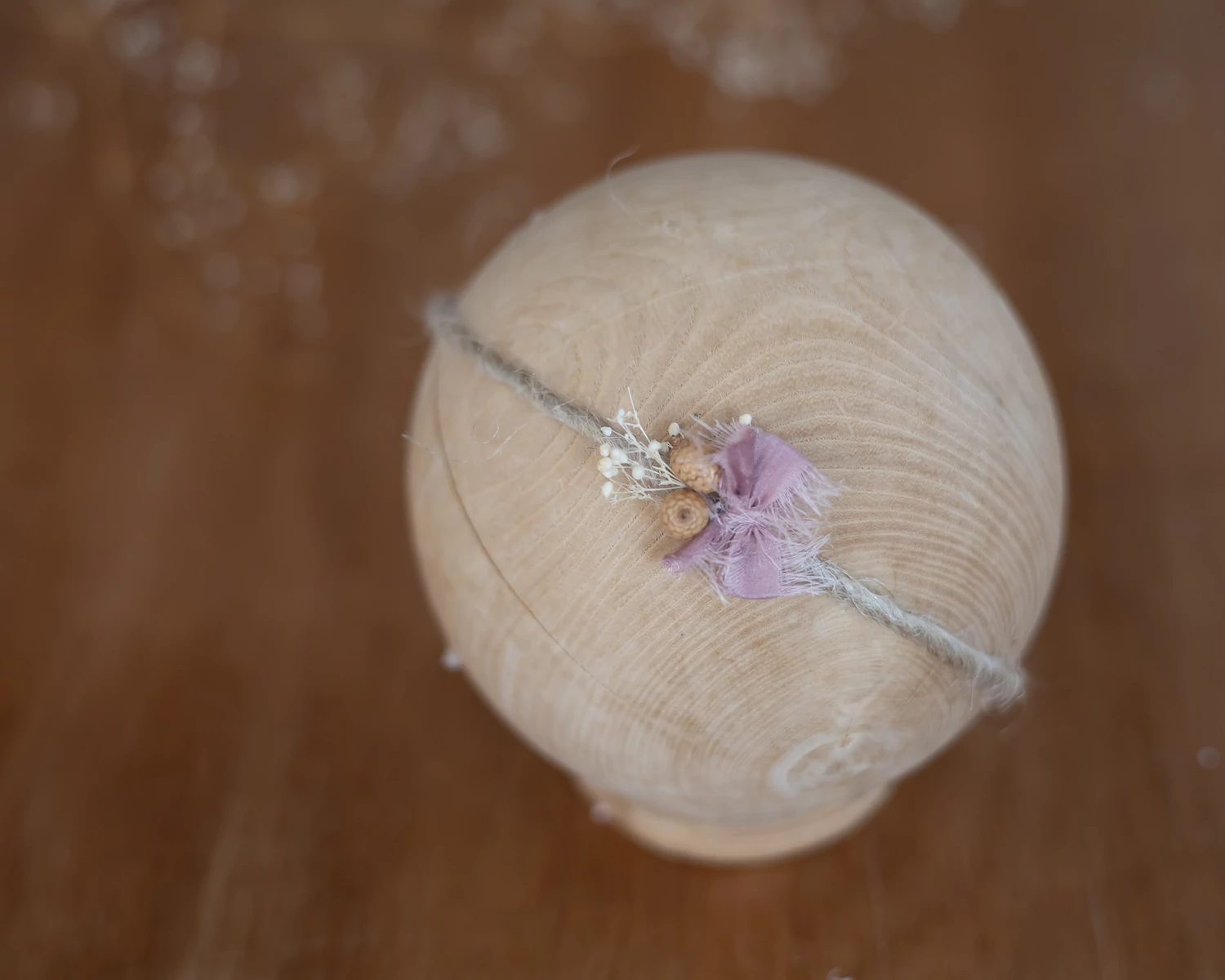 Antik mályva, selyem masnis, rusztikus újszülött fejpánt