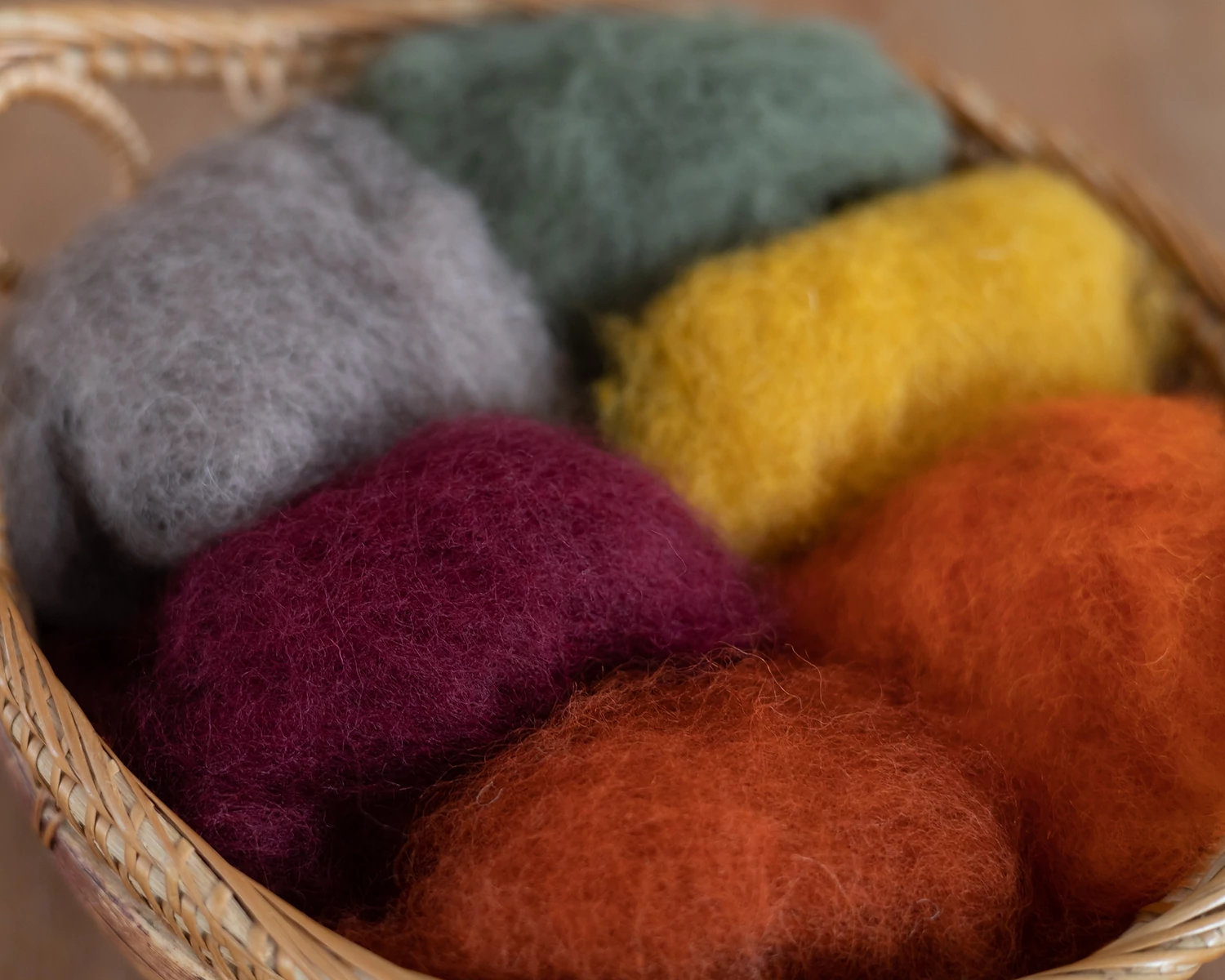 Gyapjú csomag 6 színben nemezeléshez és fonáshoz – "Ősz" - 30g