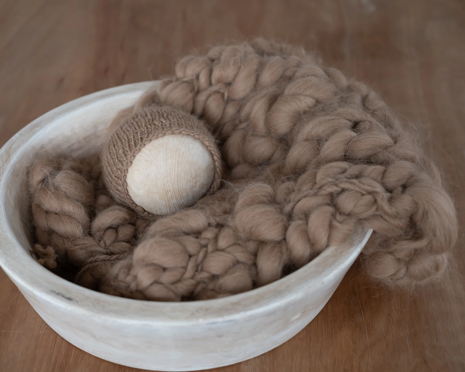 Meleg barna kézzel font alpaka gyapjú takaró + sapka szett