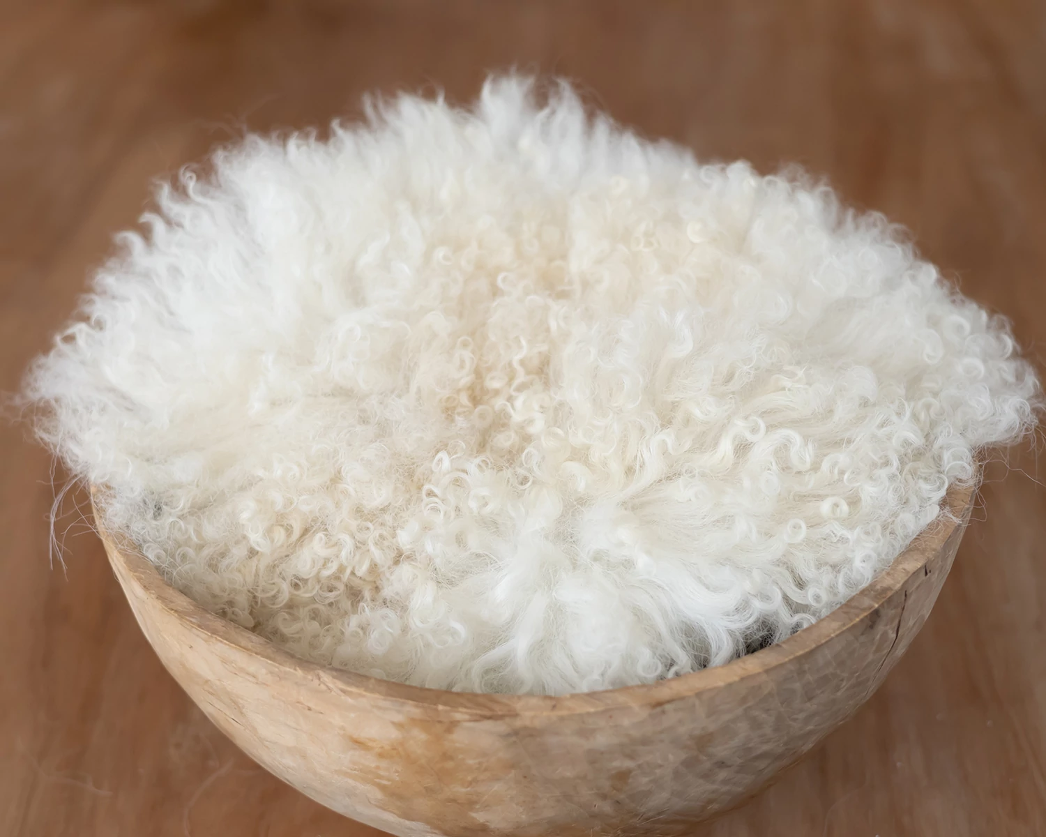Ivory white genuine curly fokati fur – large oval
