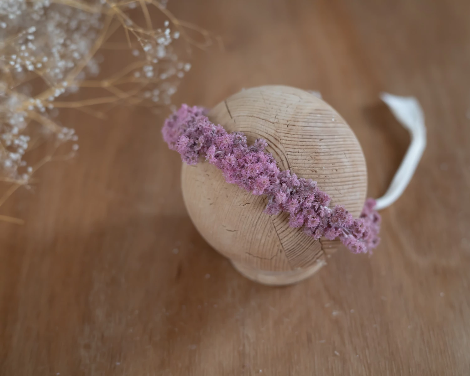 Mauve Floral Tie-Back Headband – Halo Style, Newborn to Adult Size