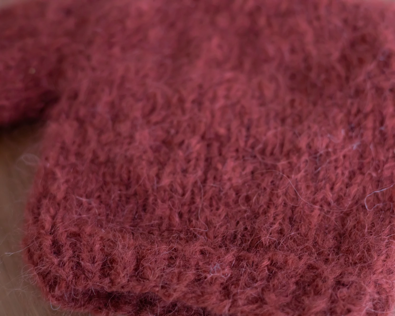 Rust Red Hand-Knitted Sweater and Bonnet in Set