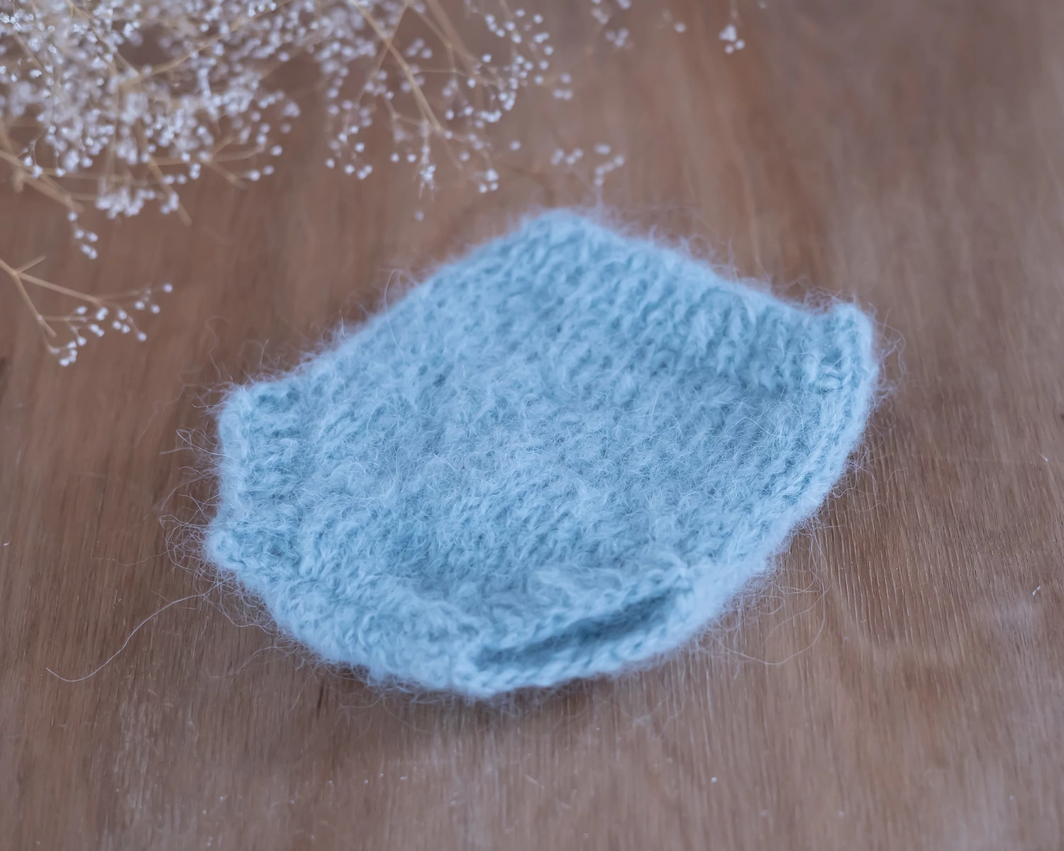  Light Blue Hand Knitted NB Pants - Diaper Cover