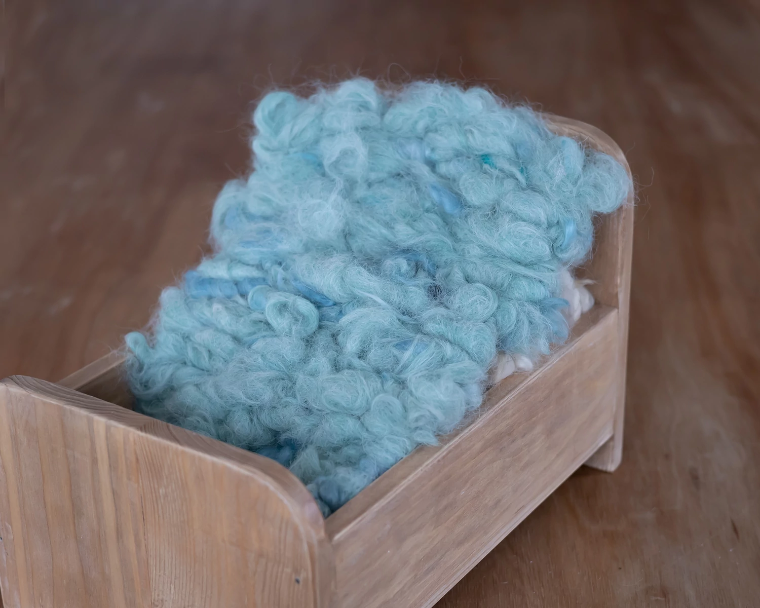Blue-green thick rustic mini wool layer for newborn photography