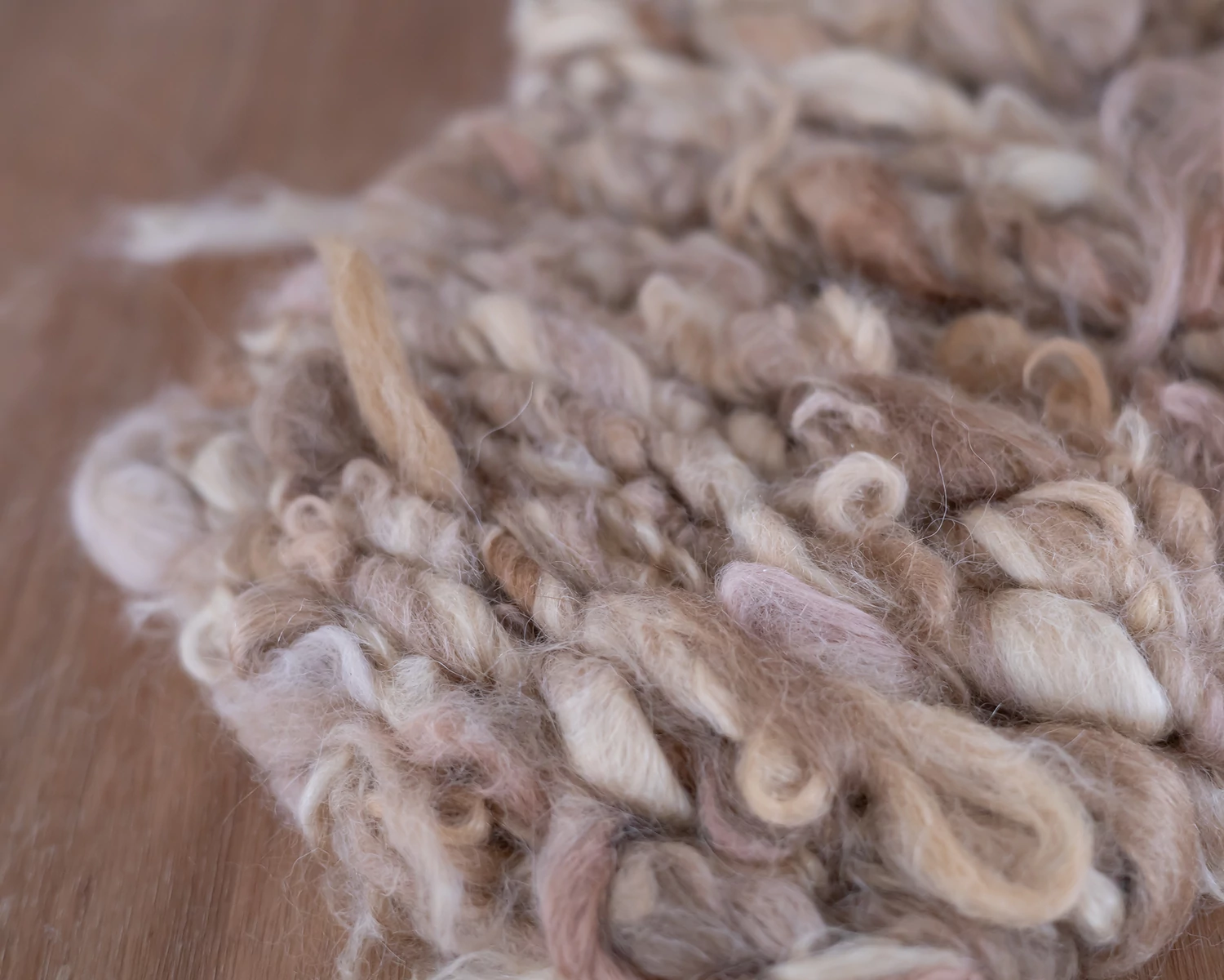 Beige-light brown thick rustic mini wool layer for newborn photography