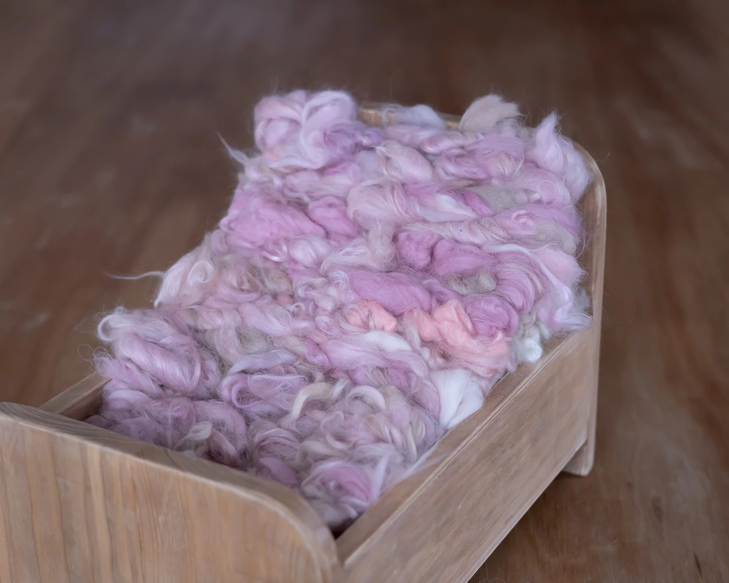 Pink-Cream thick rustic mini wool layer 