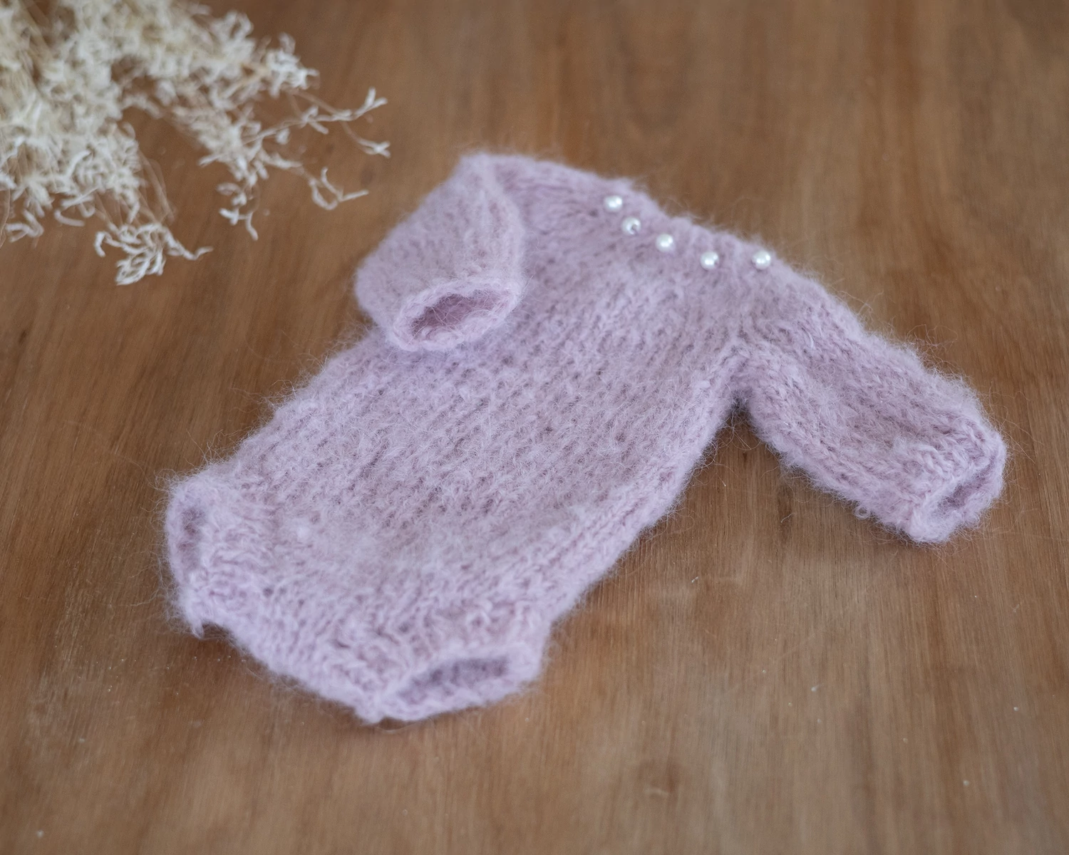 Pale Pink Mohair Baby Girl Romper – Newborn Size 