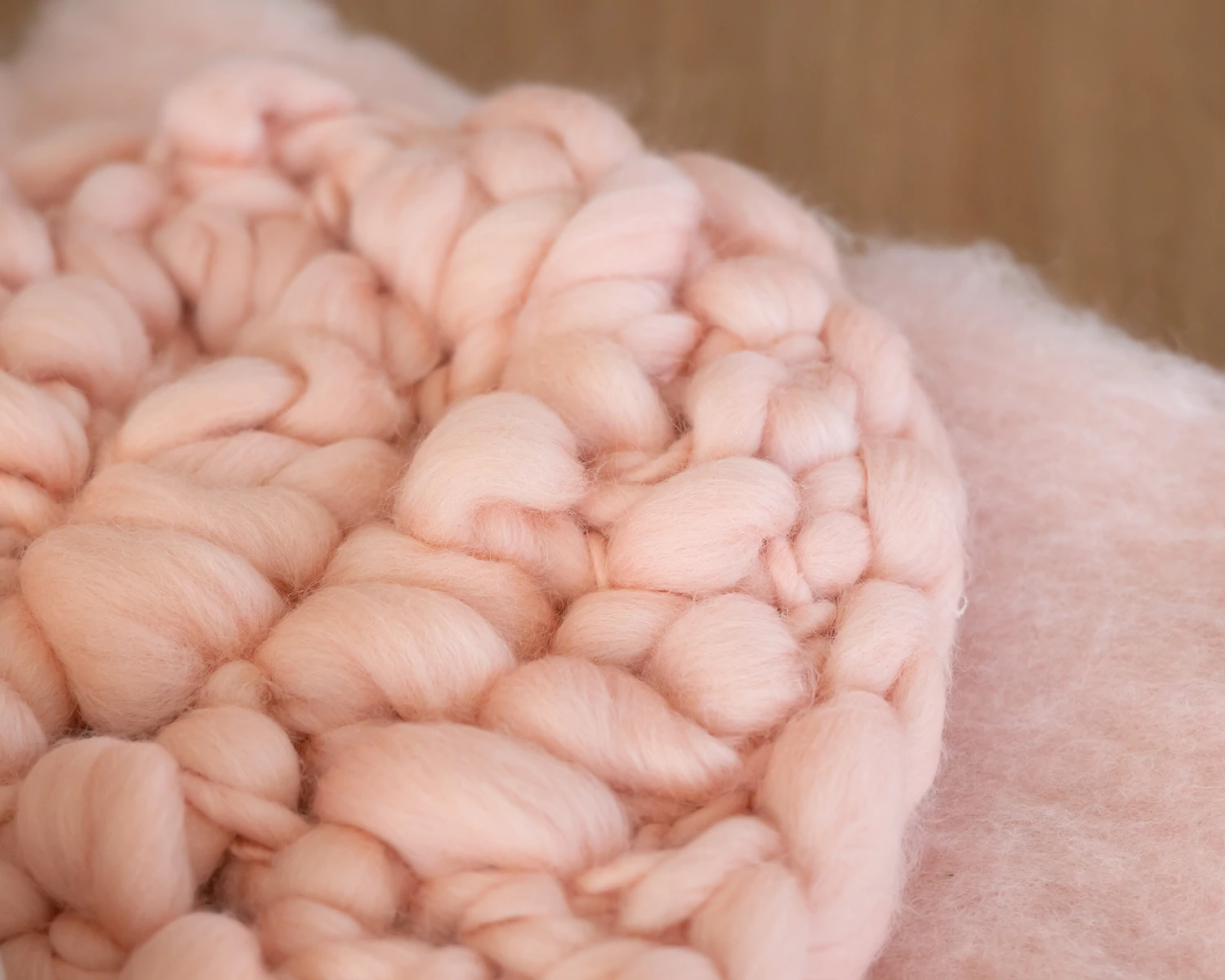 Four-Piece Set: Peach Blanket, Layer, Headband, Wool Fluff