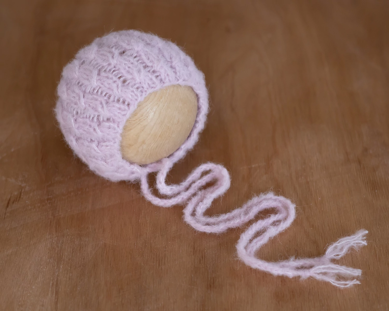 Light Pink Knitted Mohair Bonnet