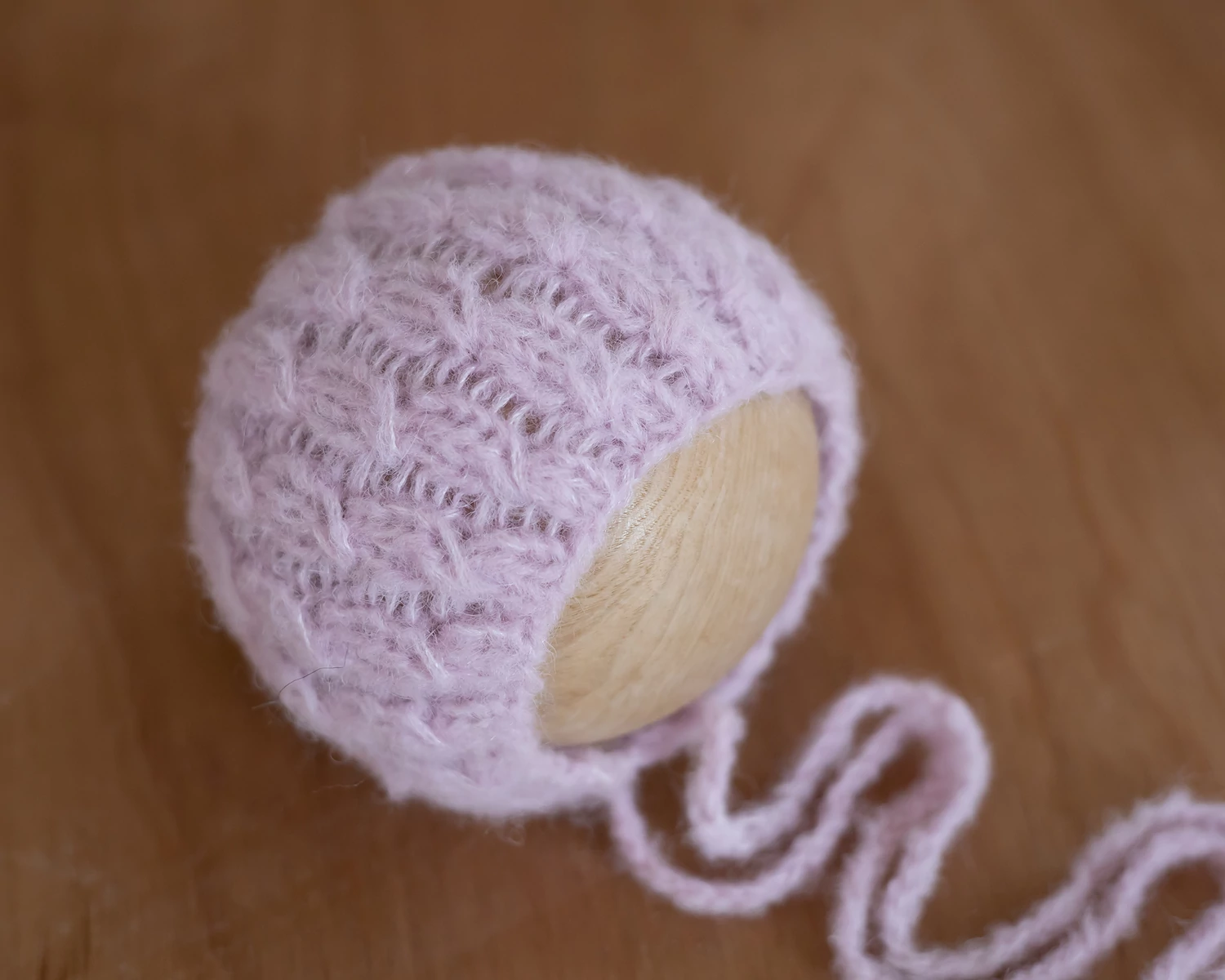 Light Pink Knitted Mohair Bonnet