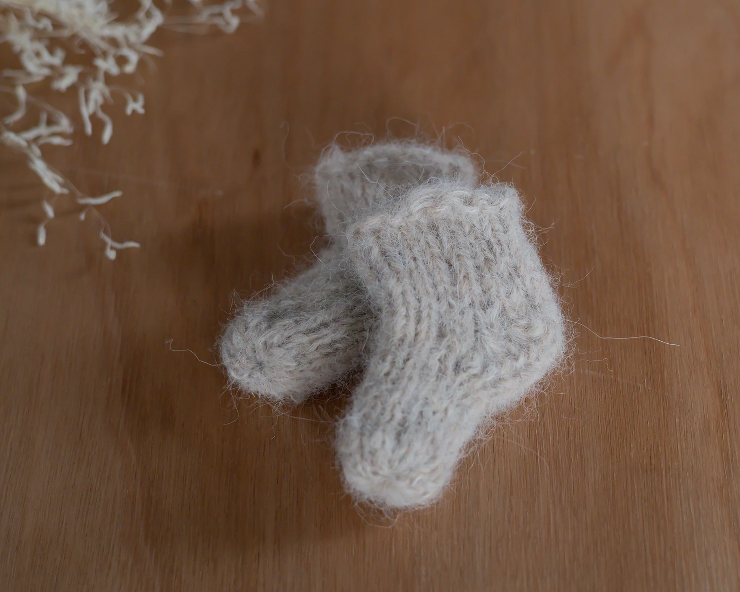 Light Beige Hand-Knit Mohair Socks - Photo Prop