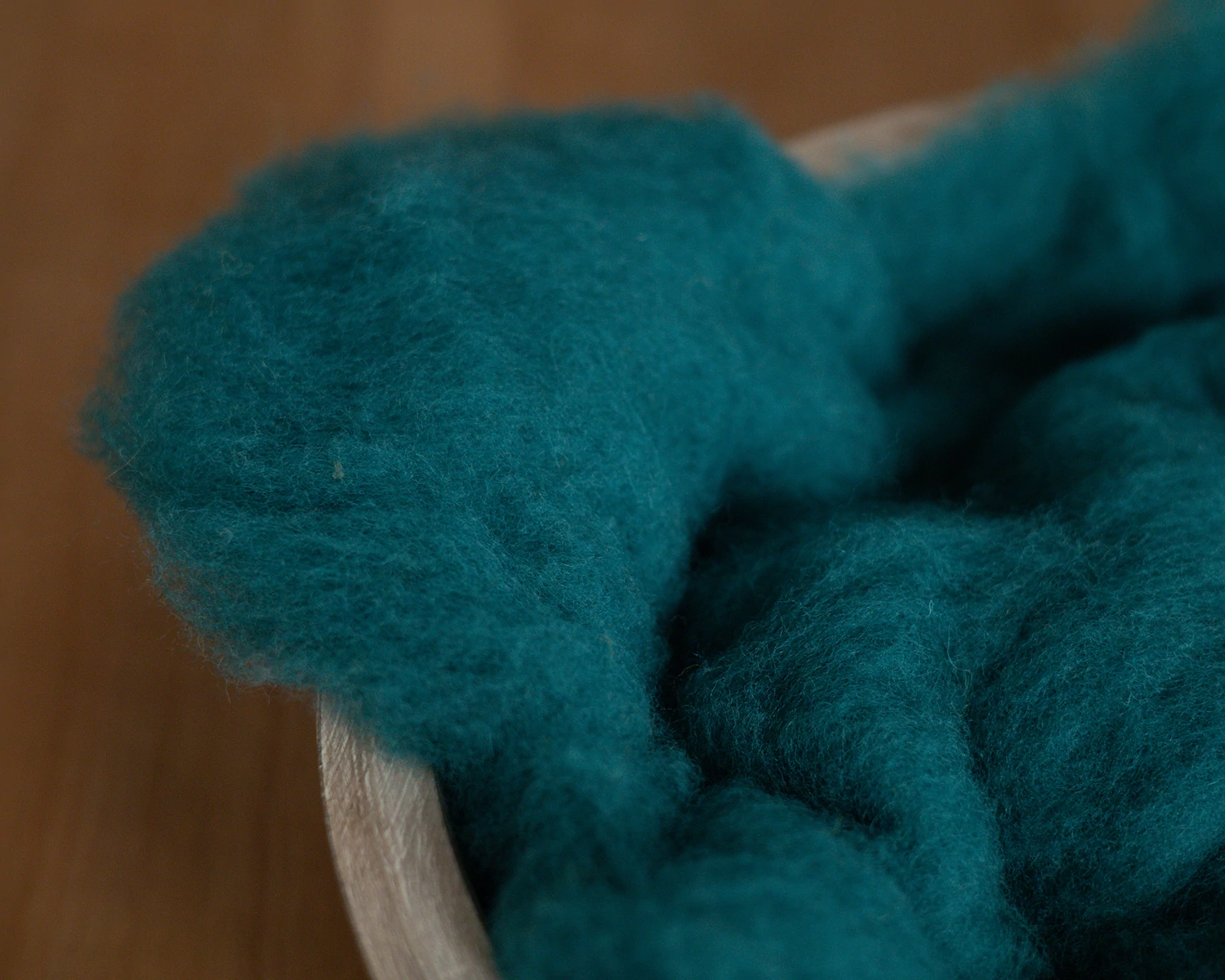 Petrol Green Wool Fluff Basket Stuffer - middle size