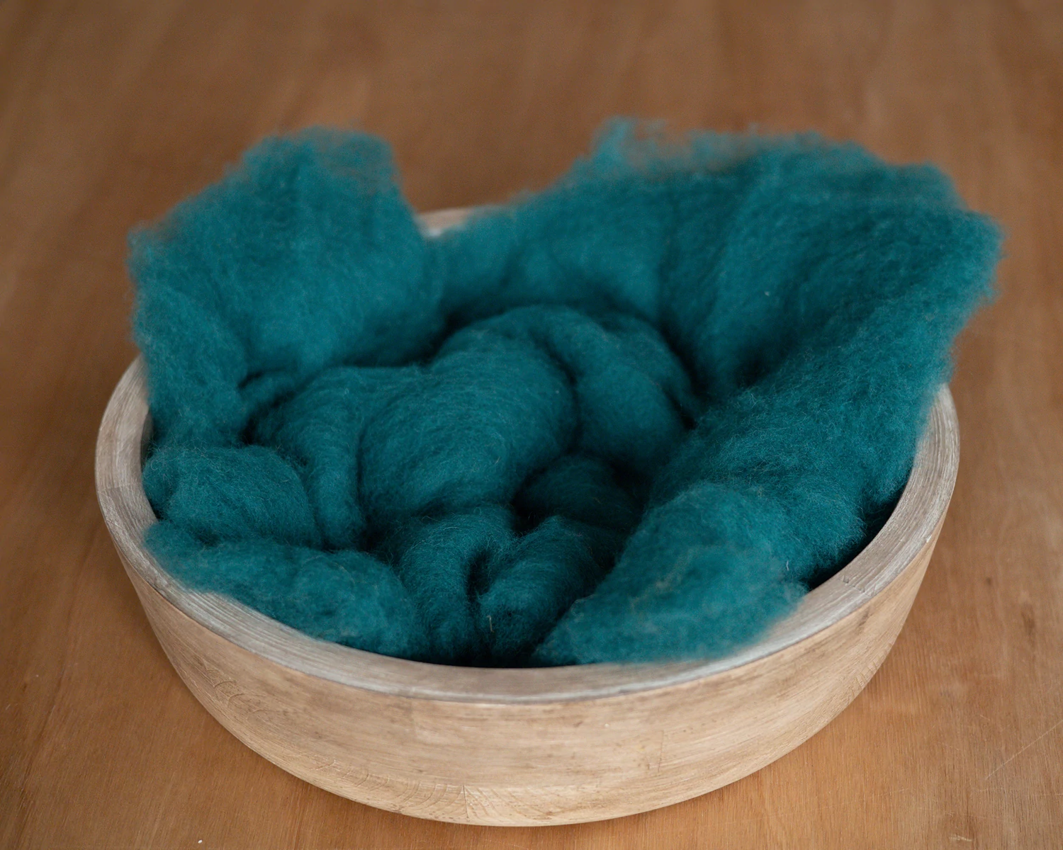 Petrol Green Wool Fluff Basket Stuffer - middle size