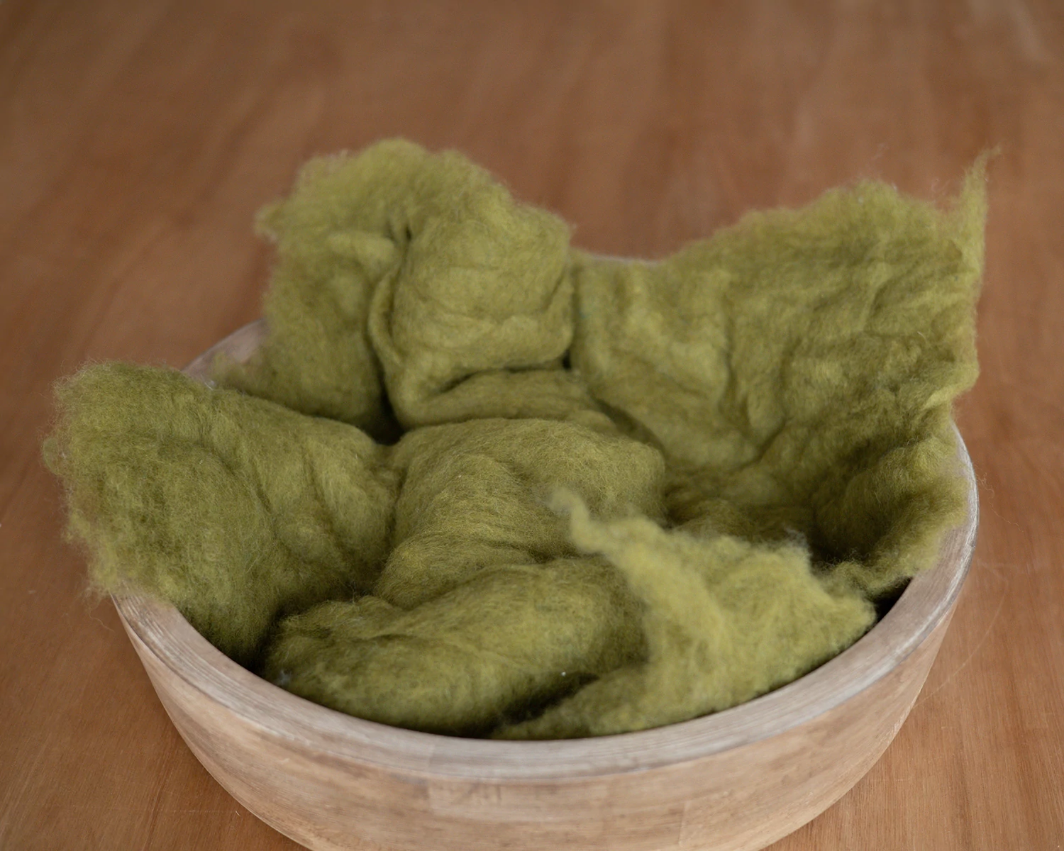 Olive Green Wool Fluff Basket Stuffer - middle size