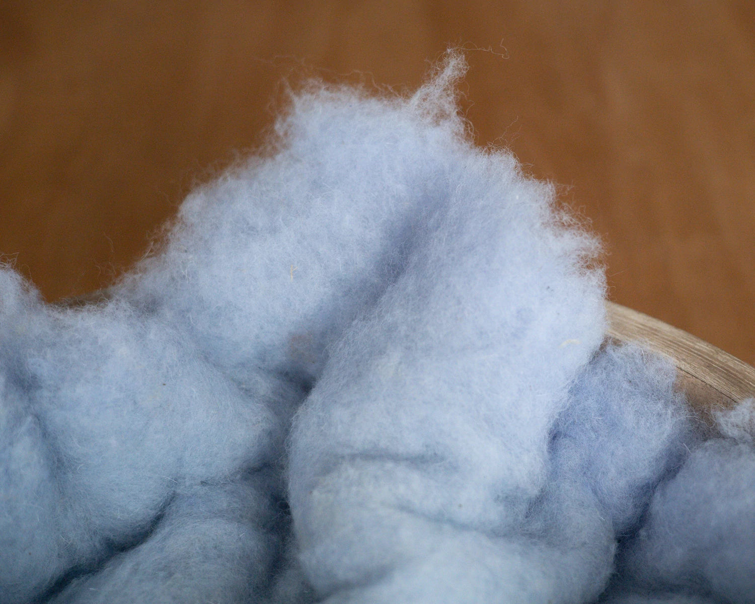 Light Blue Wool Fluff Basket Stuffer - middle size