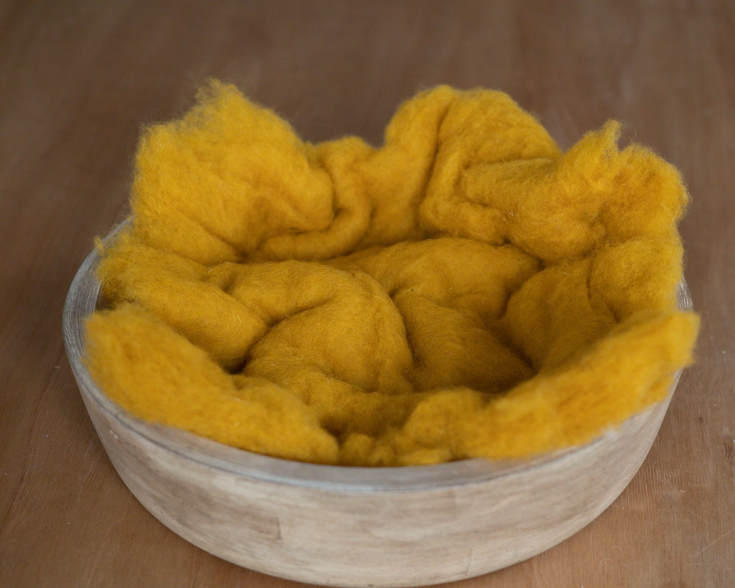 Saffron / Mustard Wool Fluff Basket Stuffer - middle size