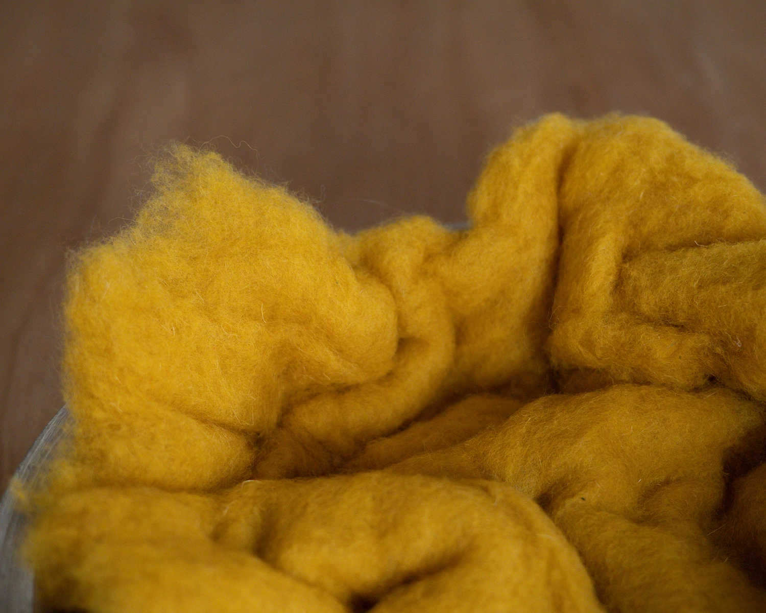 Saffron / Mustard Wool Fluff Basket Stuffer - middle size