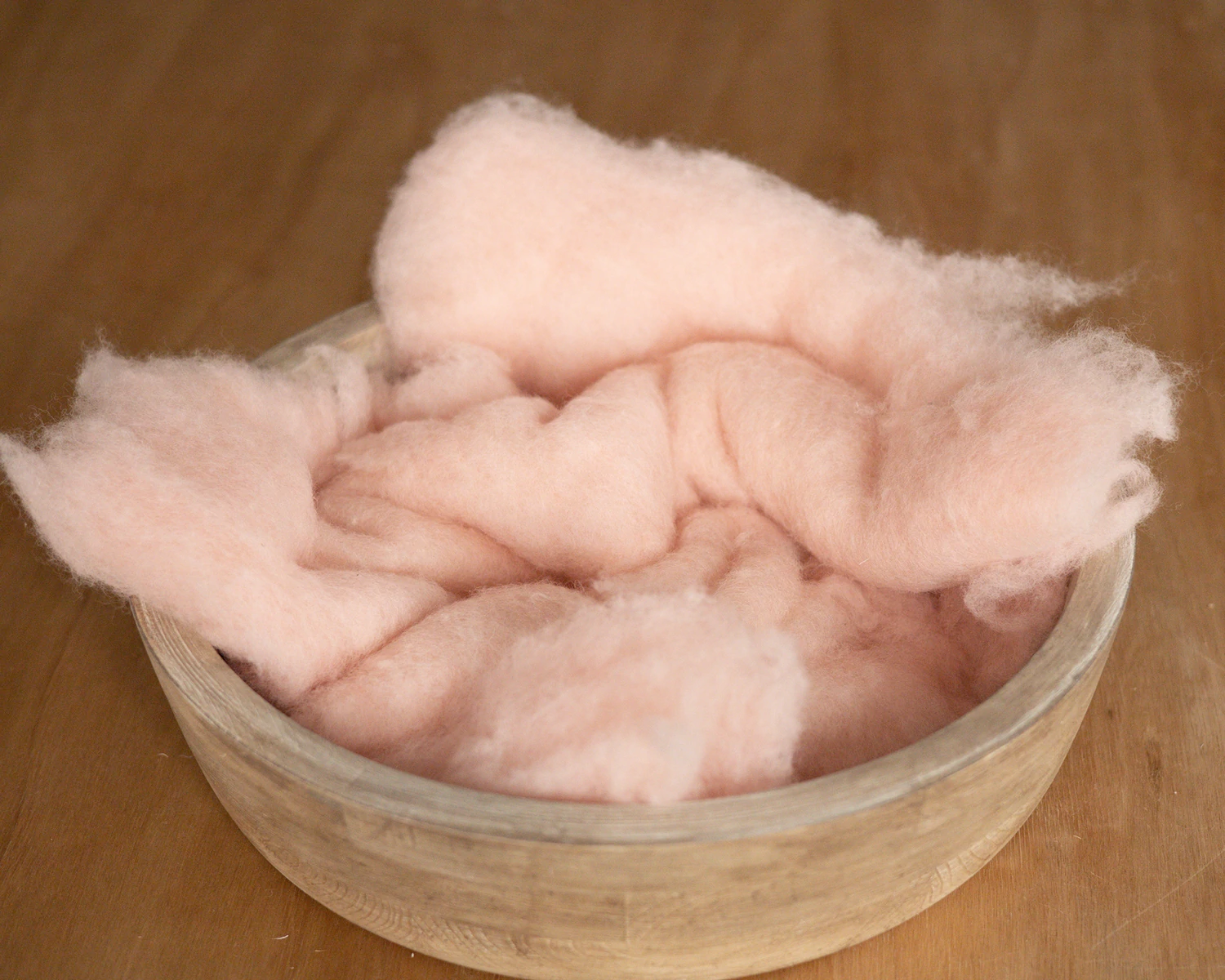 Peach Wool Fluff Basket Stuffer - middle size