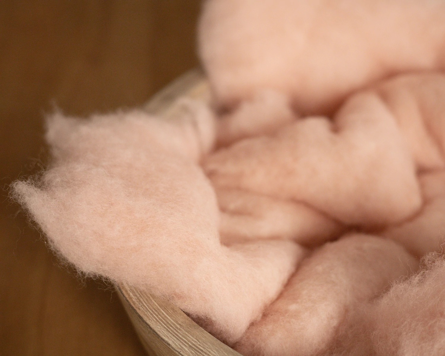 Peach Wool Fluff Basket Stuffer - middle size