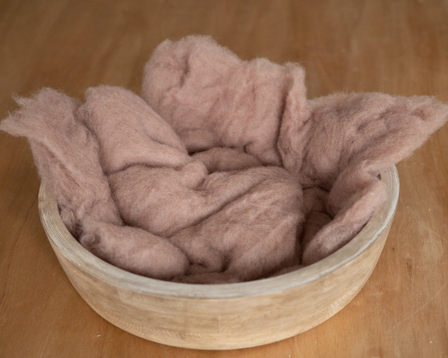 Old Mauve Wool Fluff Basket Stuffer - middle size