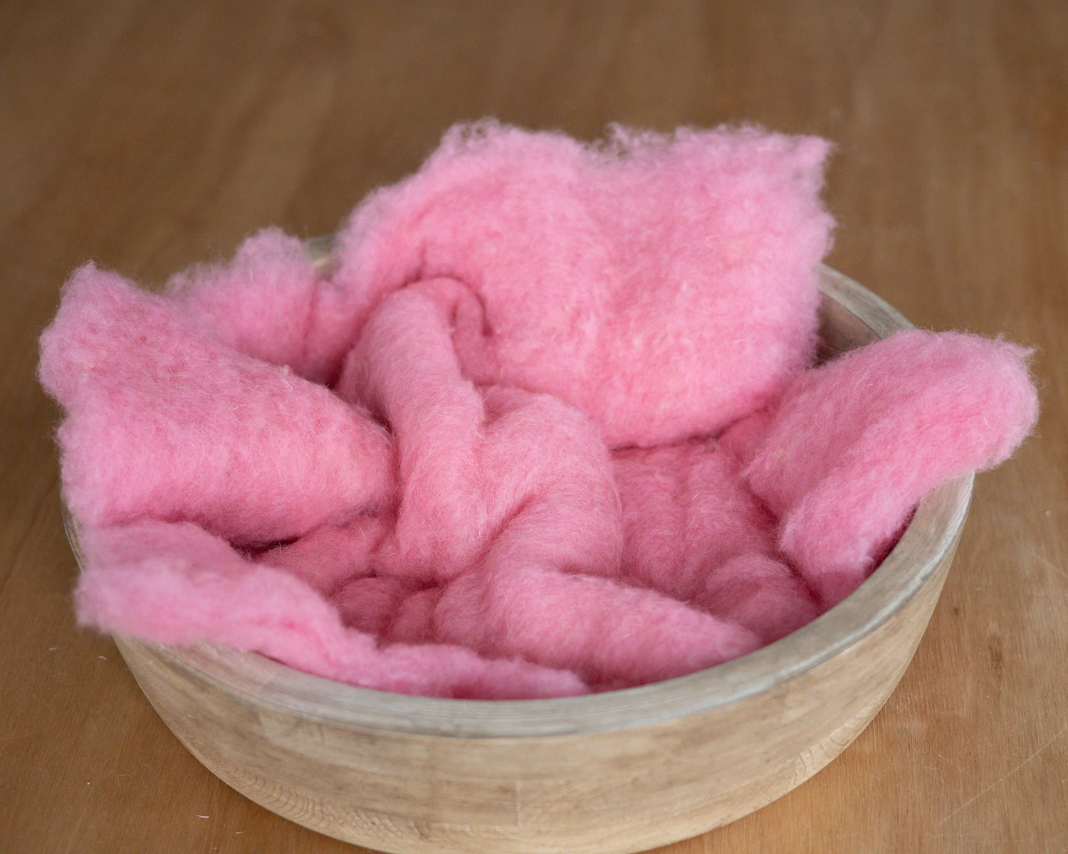 Pink  Wool Fluff Basket Stuffer - middle size