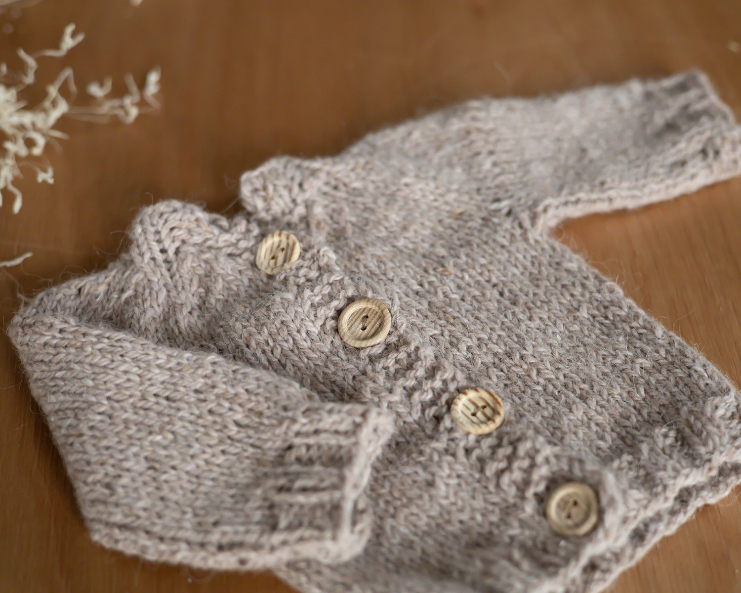 Beige hand-knitted cardigan