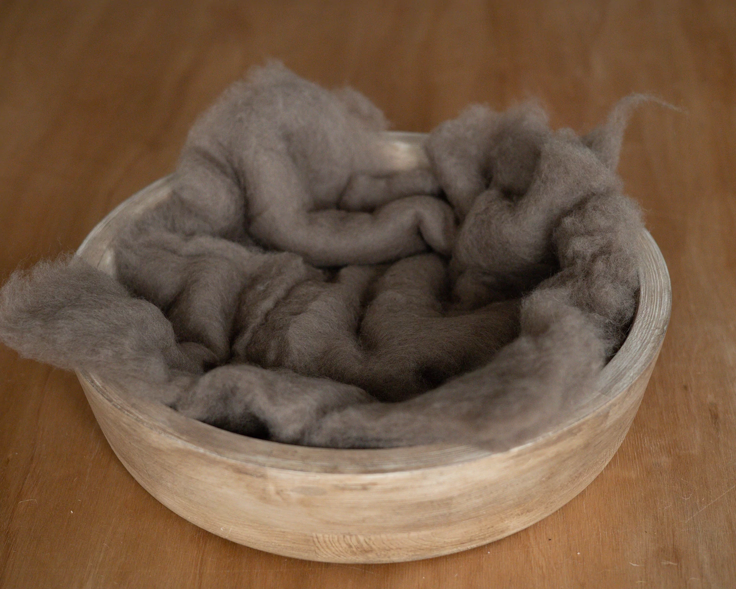 Walnut Brown Wool Fluff Basket Stuffer - middle size